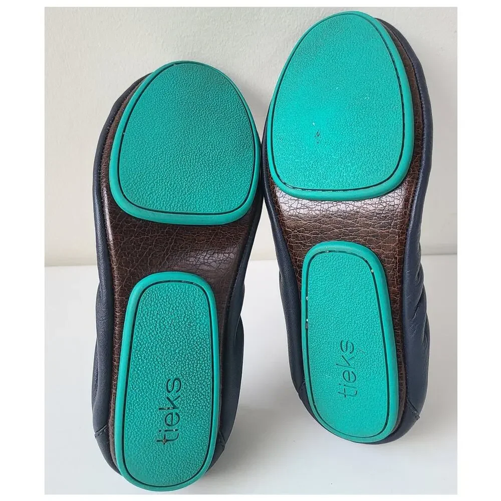Tieks by Gavrieli California Navy Blue Leather Ballet Flats Foldable Womens Sz 5
